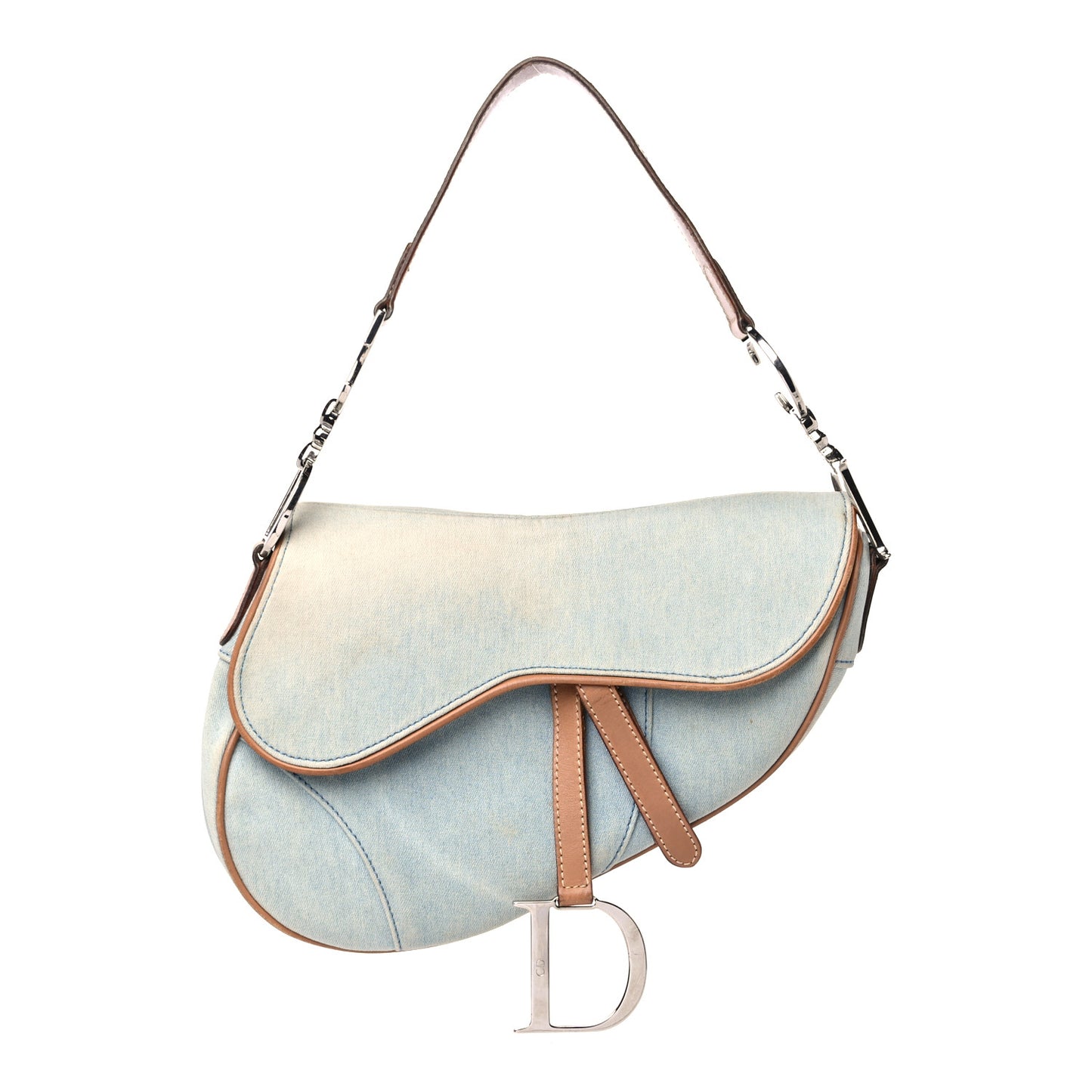 Denim Calfskin Saddle Bag Light Blue