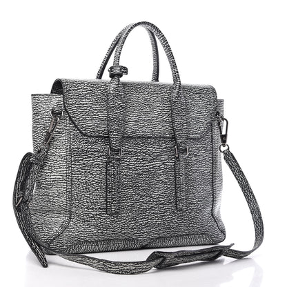 3.1 Phillip Lim Textured Calfskin Large Pashli Satchel Black Cream 3 of 9