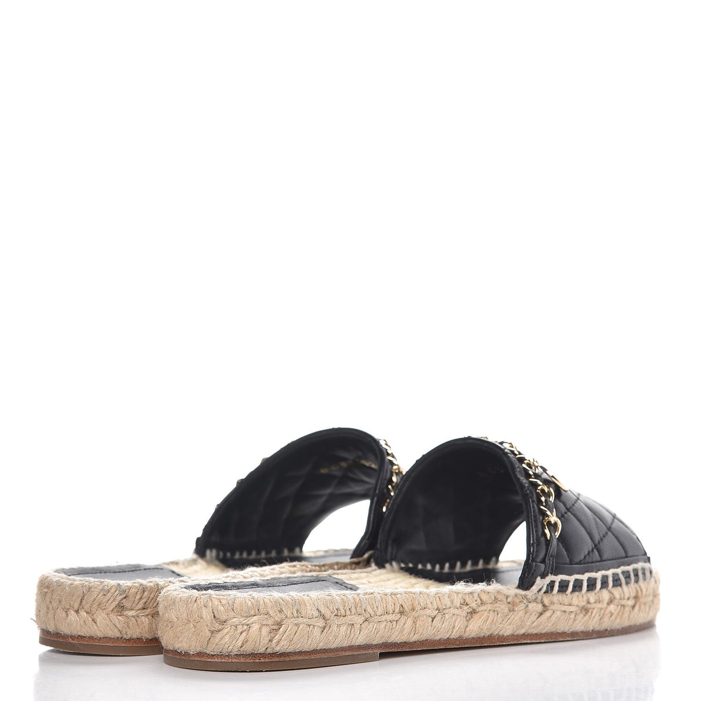 Lambskin Quilted CC Espadrille Slip On Sandals 35 Black