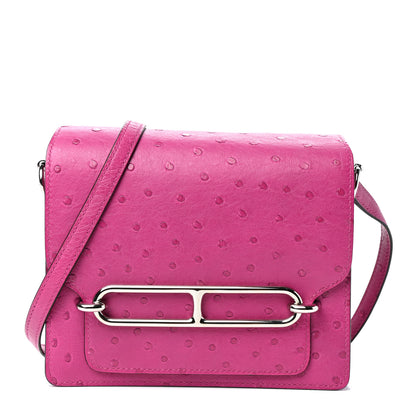 Hermes Ostrich Mini Sac Roulis Rose Pourpre 1 of 10