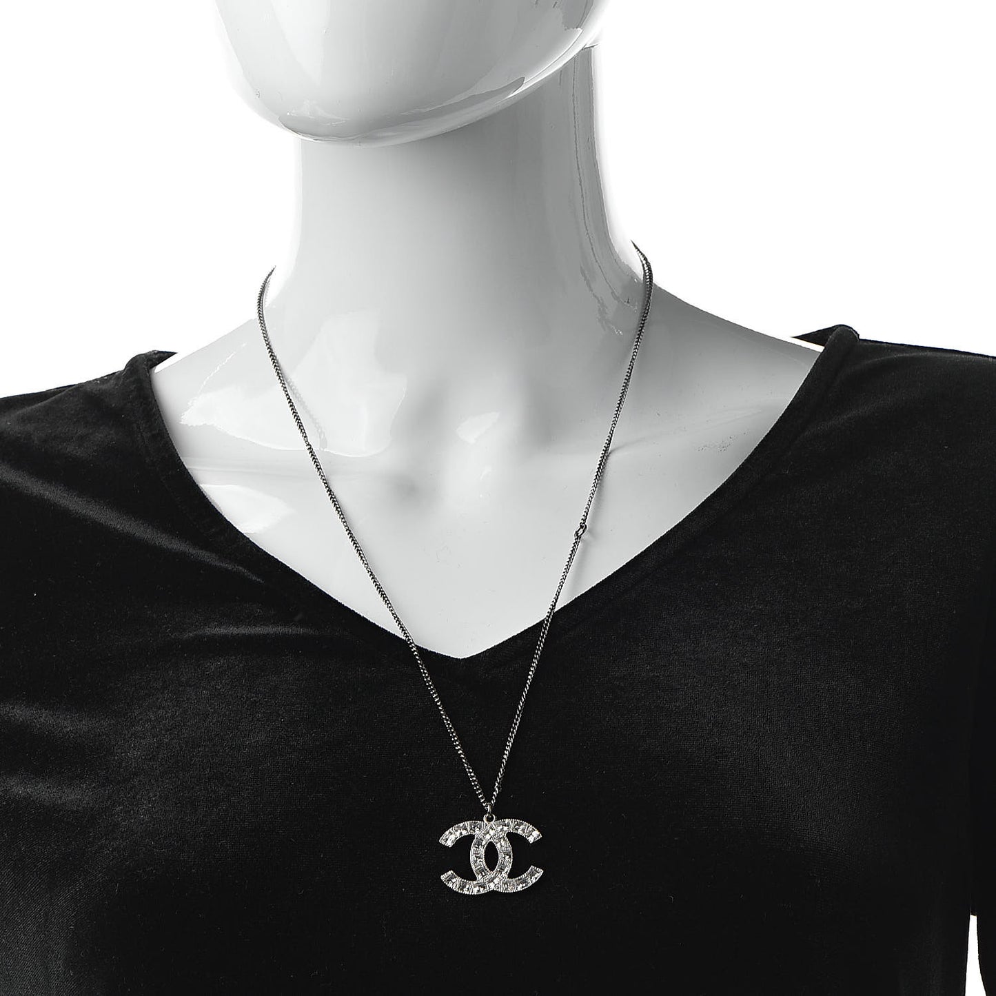 Baguette Crystal CC Necklace Silver