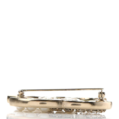 Chanel Pearl Crystal CC Brooch Gold Pearly White 5 of 5