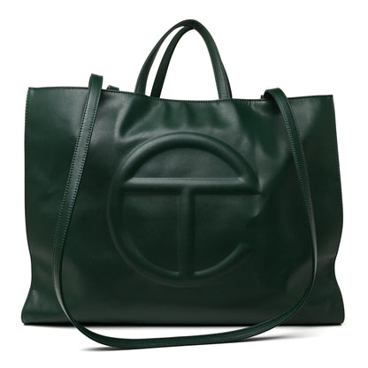 Telfar Vegan Leather Large Shopping Bag Dark Olive 1 of 19