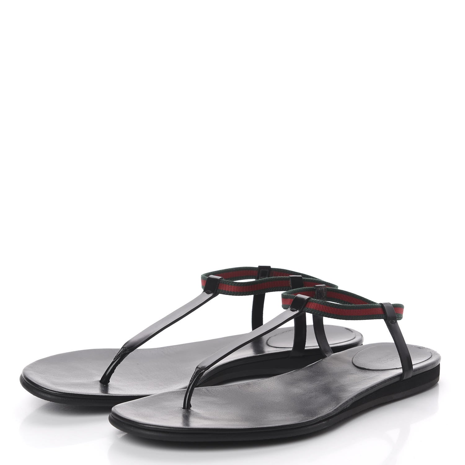 Gucci Calfskin Web Thong Sandals 41.5 Black 3 of 7