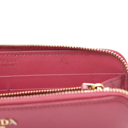 Prada Saffiano Zip Around Wallet Peonia 9 of 12