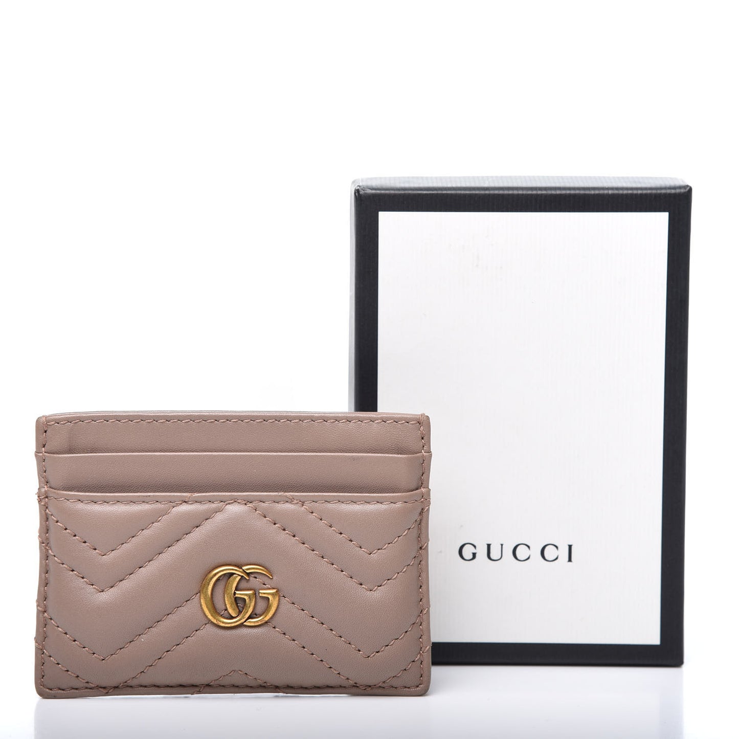 Calfskin Matelasse GG Marmont Card Holder Porcelain Rose