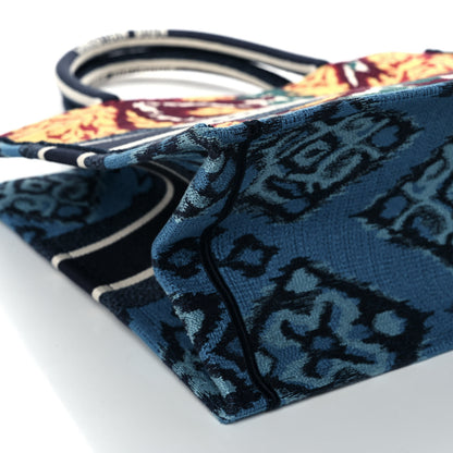 Christian Dior Canvas Embroidered Paisley Medium Book Tote Blue Multicolor 7 of 8