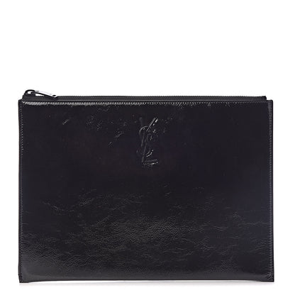 Saint Laurent Texturized Patent Monogram iPad Case Black 1 of 8