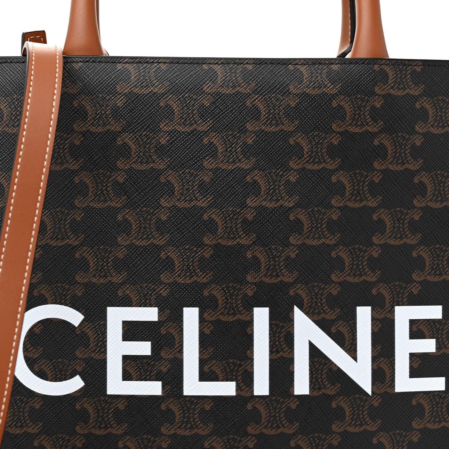 Celine Triomphe Canvas Calfskin Small Vertical Cabas Tan 7 of 10