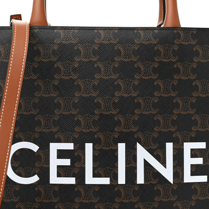 Celine Triomphe Canvas Calfskin Small Vertical Cabas Tan 7 of 10