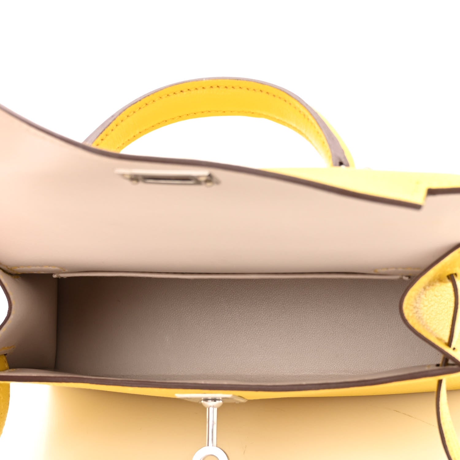 product image of HERMES Chevre Mysore Verso Mini Kelly Sellier 20 Jaune de Naples Nata FASHIONPHILE