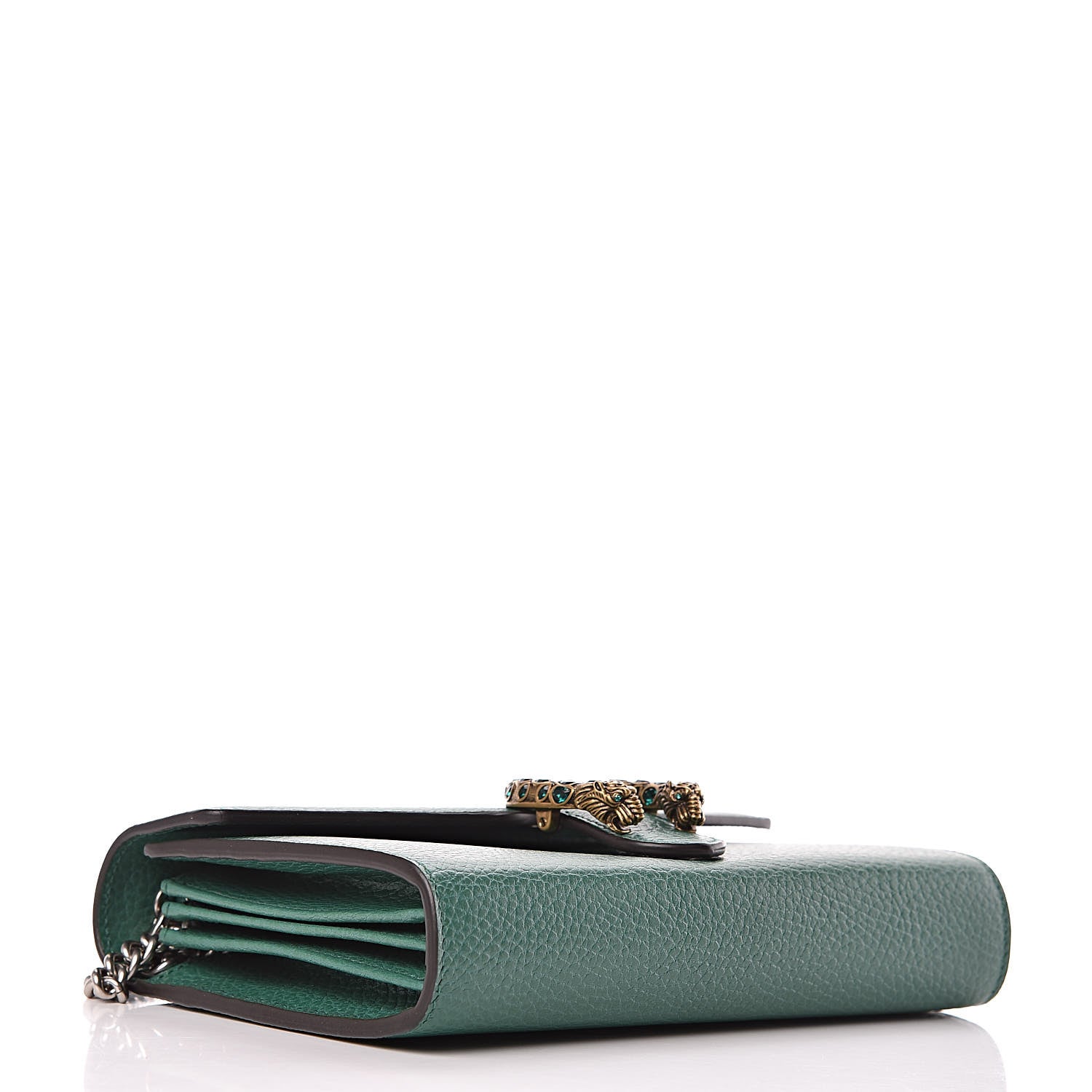 Gucci Calfskin Mini Dionysus Chain Wallet Emerald 4 of 10