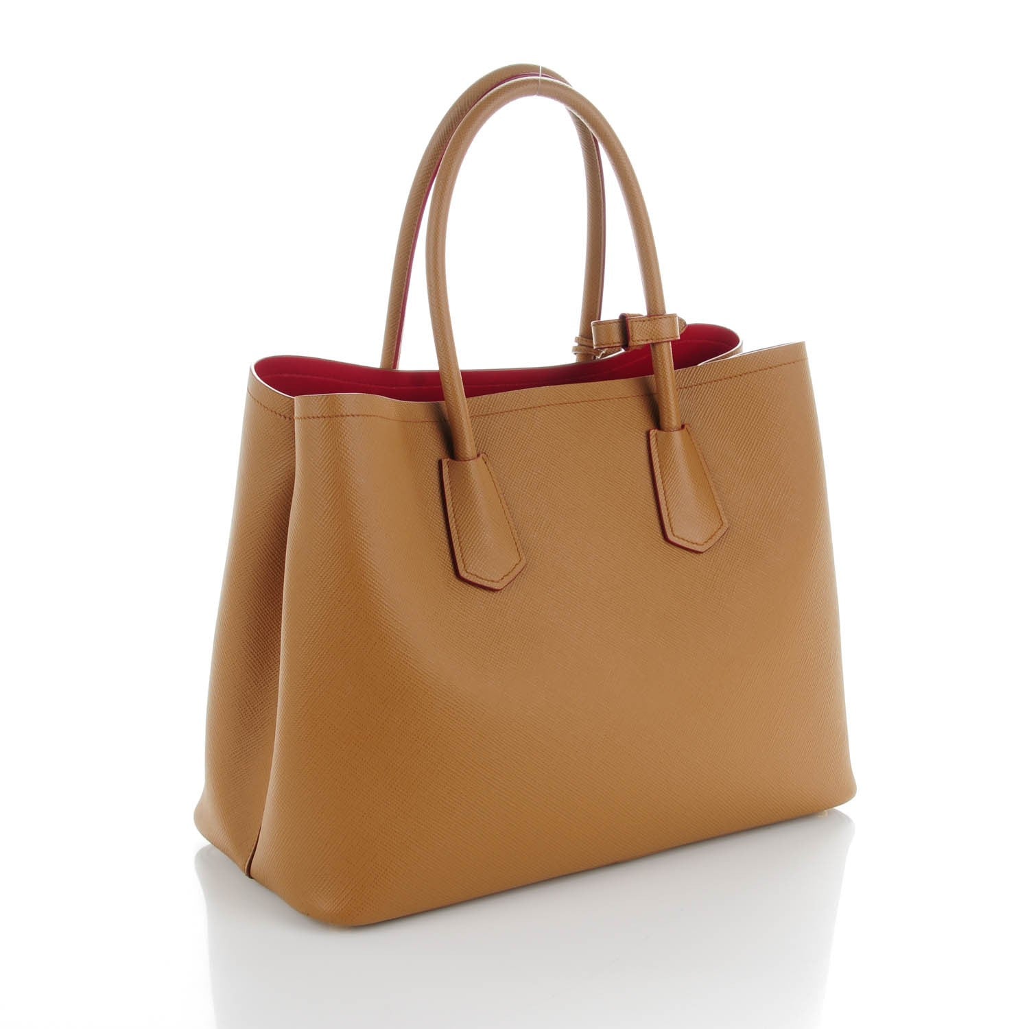 Prada Saffiano Cuir Medium Double Bag Caramel 3 of 7