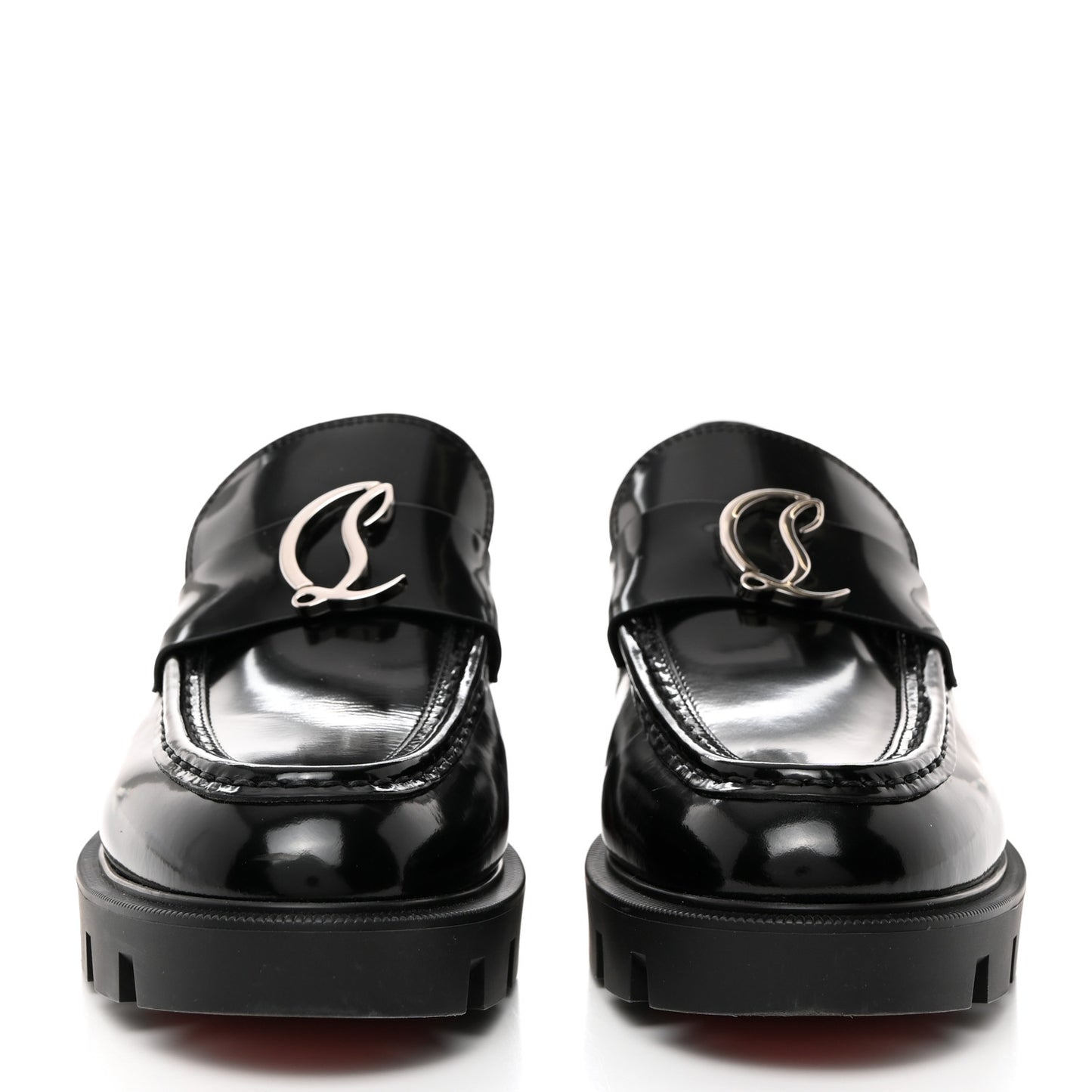 Patent Mens Medallion Flat Loafers 39 Black