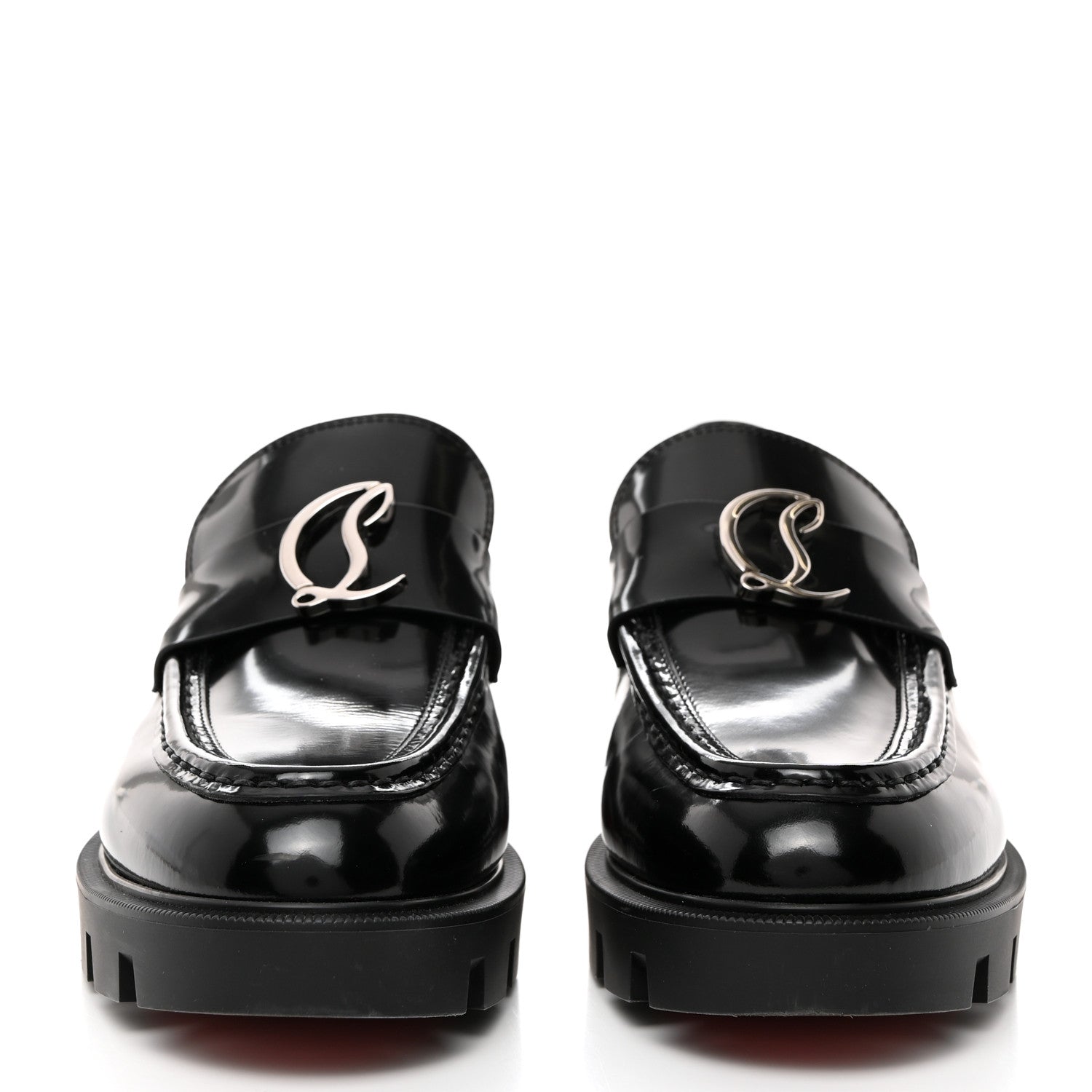 Christian Louboutin Patent Mens Medallion Flat Loafers 39 Black 3 of 8