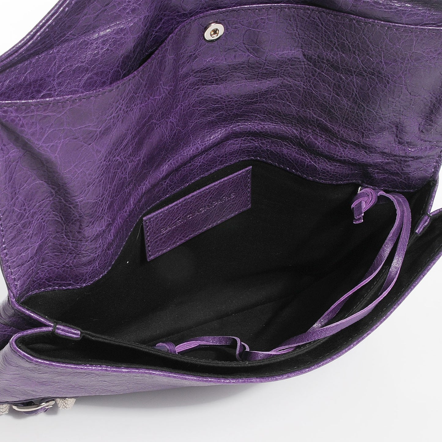 Agneau Giant 12 Silver Hardware Envelope Clutch Dark Violet