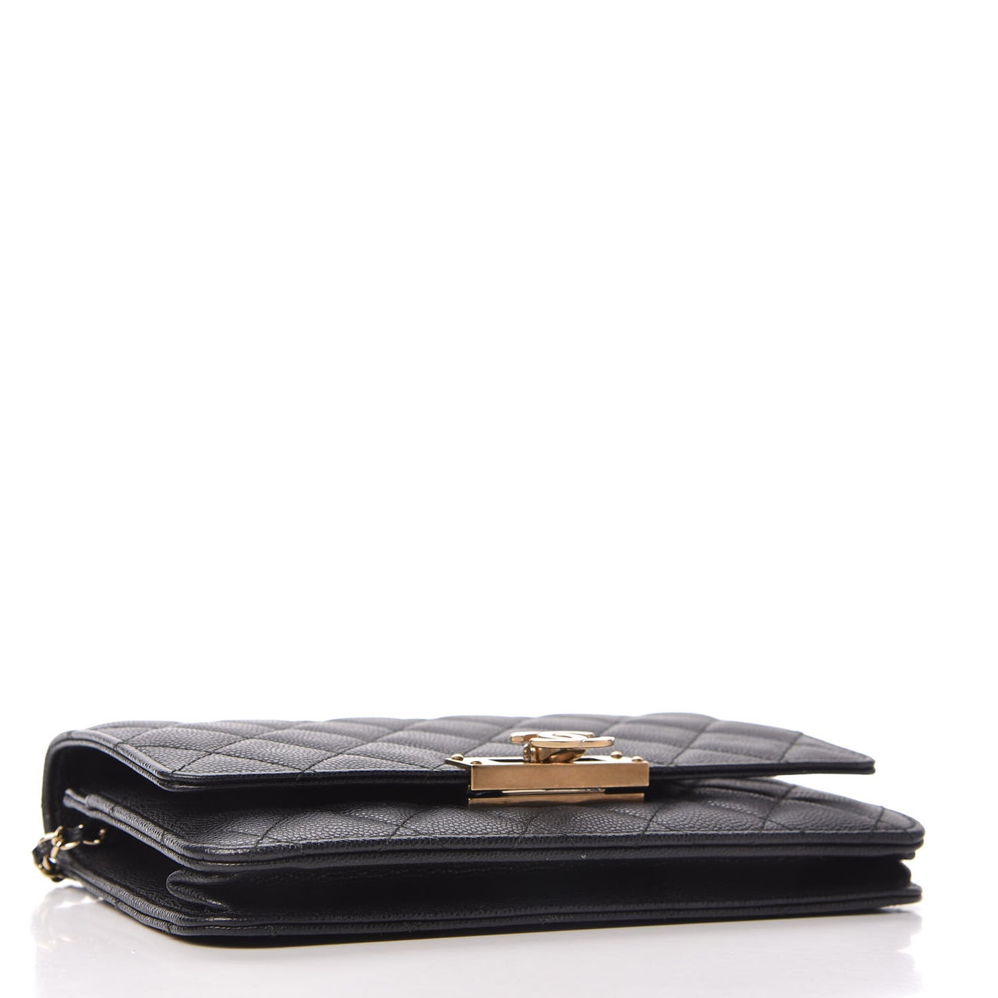 Caviar Quilted Golden Class Wallet On Chain WOC Black