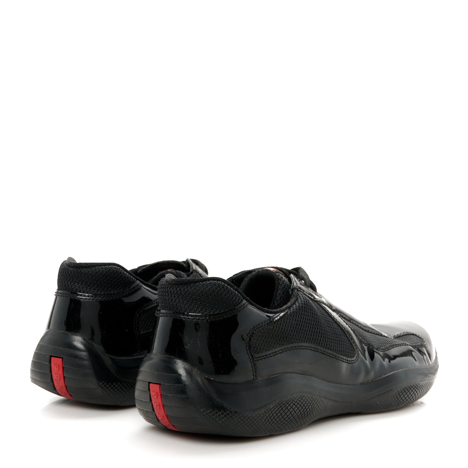 Prada Patent Mens America's Cup Patchwork Sneakers 10.5 Black