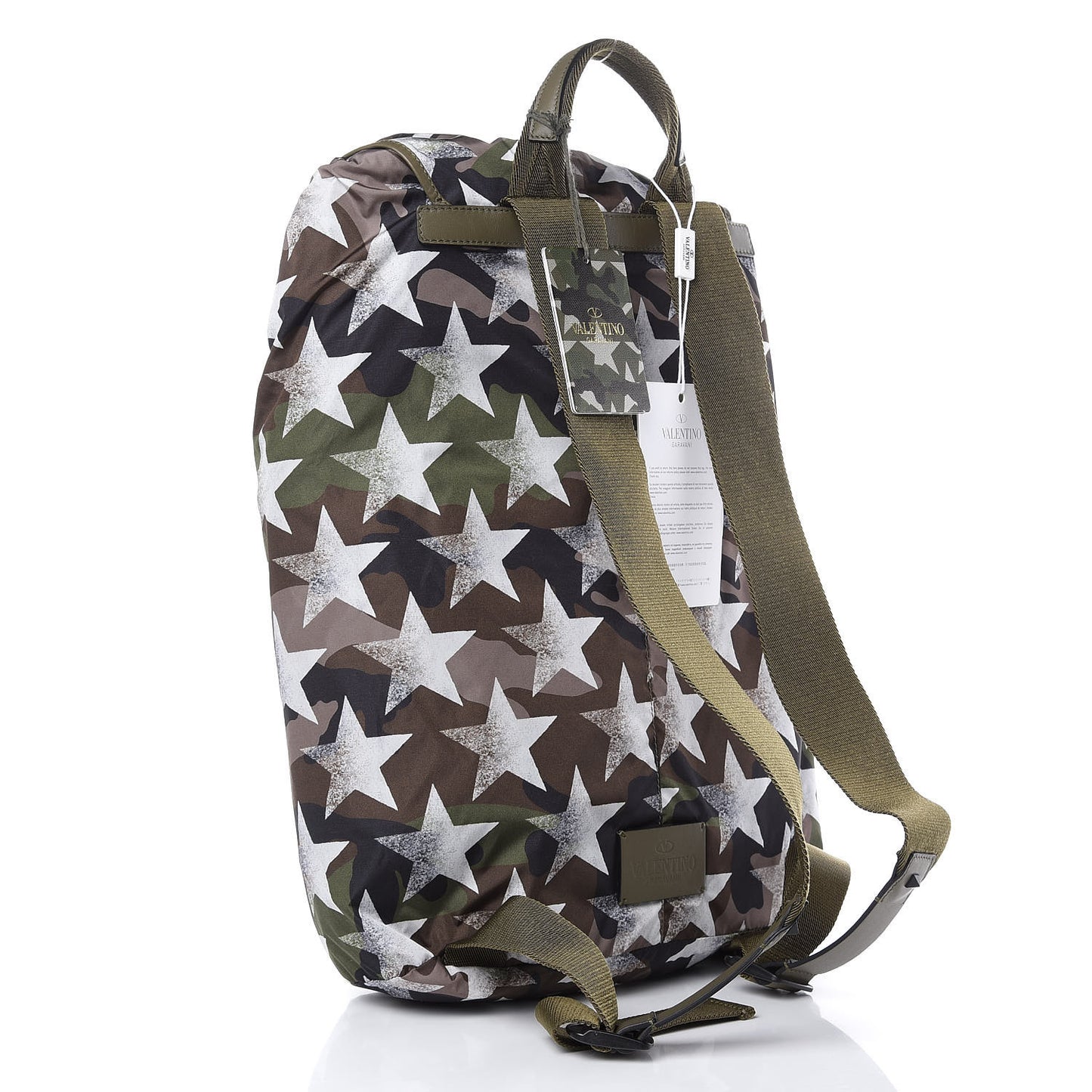 Nylon Camustars Drawstring Backpack Army Green White