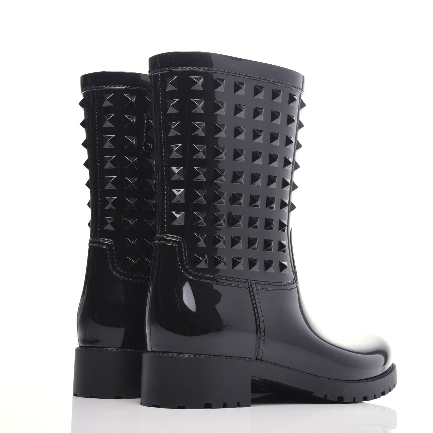 Valentino Garavani Rubber Rockstud Short Rainboots 40 Black 4 of 9