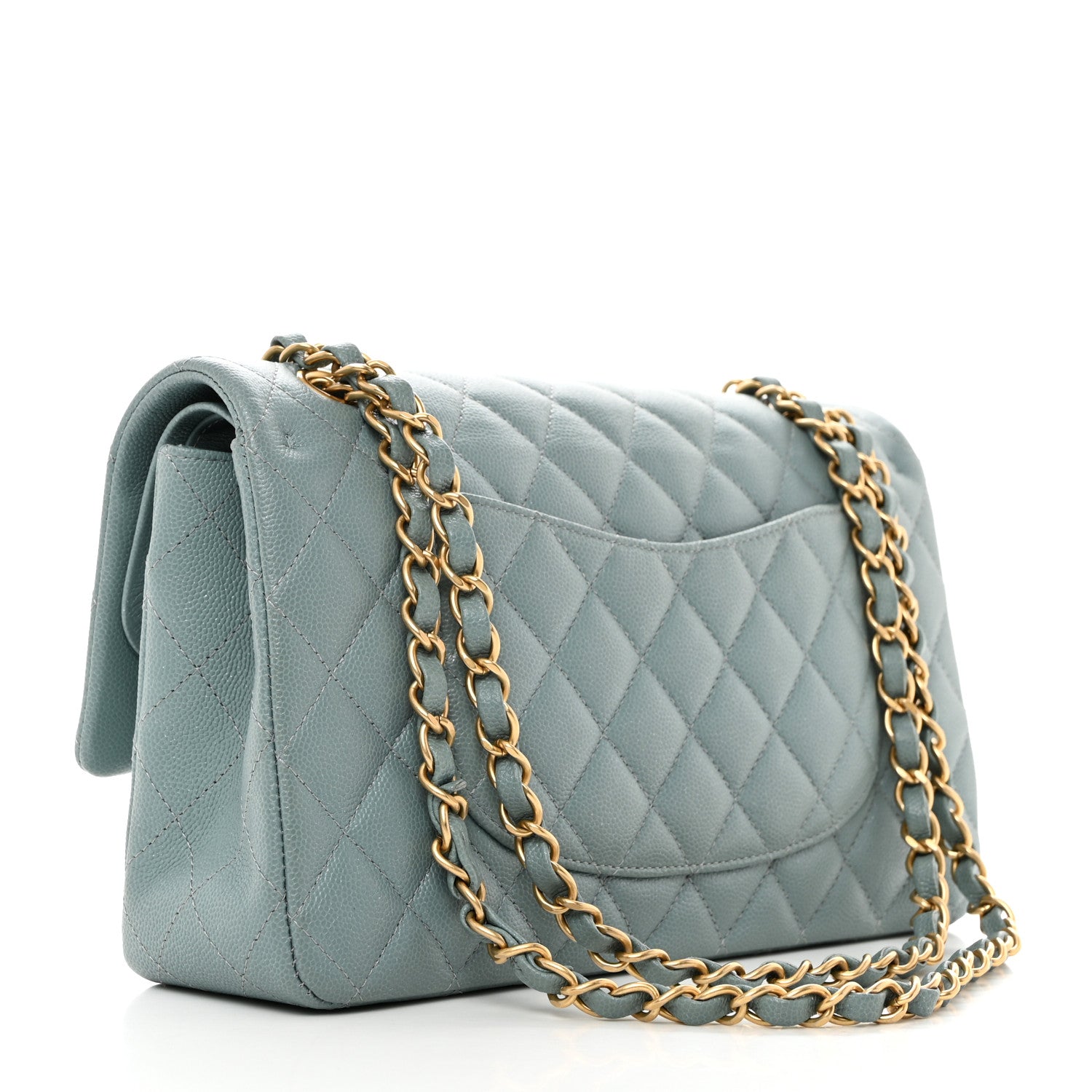 Chanel Iridescent Caviar Quilted Medium Double Flap Light Blue 2 of 10