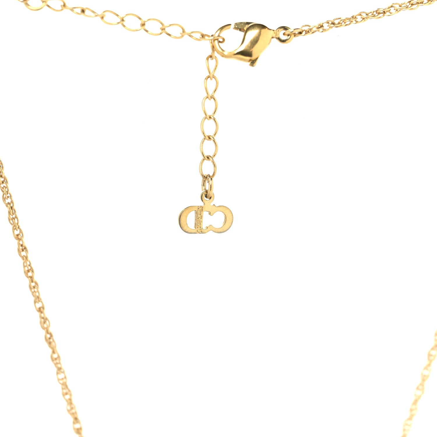 Christian Dior Crystal Heart Pendant Necklace Gold 5 of 5
