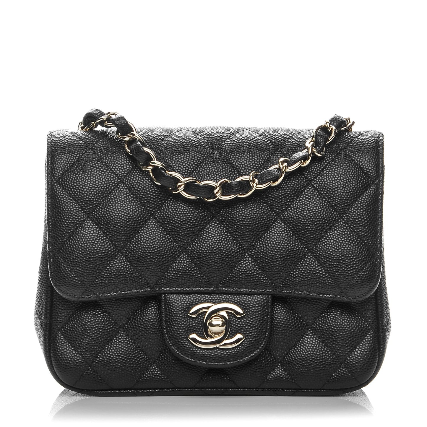 Caviar Quilted Mini Square Flap Black
