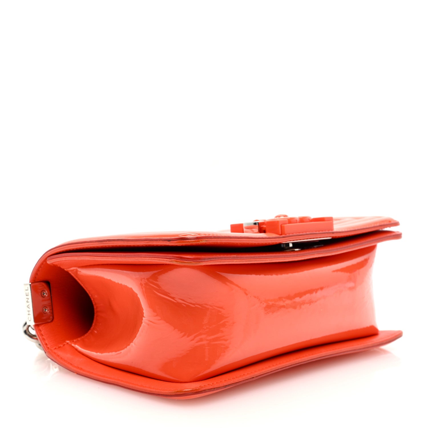 Chanel Patent Calfskin Quilted Small Plexiglass Boy Flap Orange 4 of 13