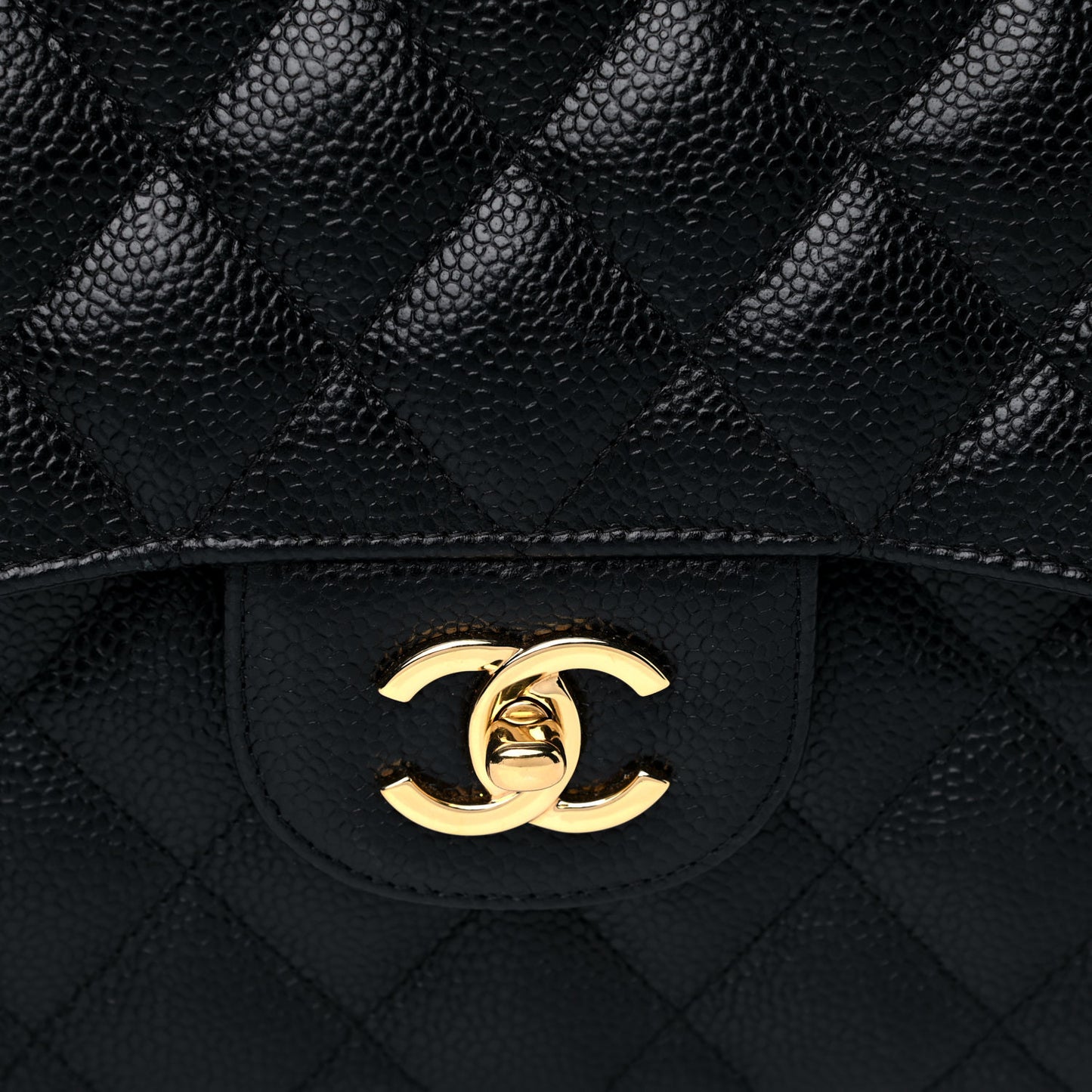 Caviar Quilted Jumbo Double Flap Black