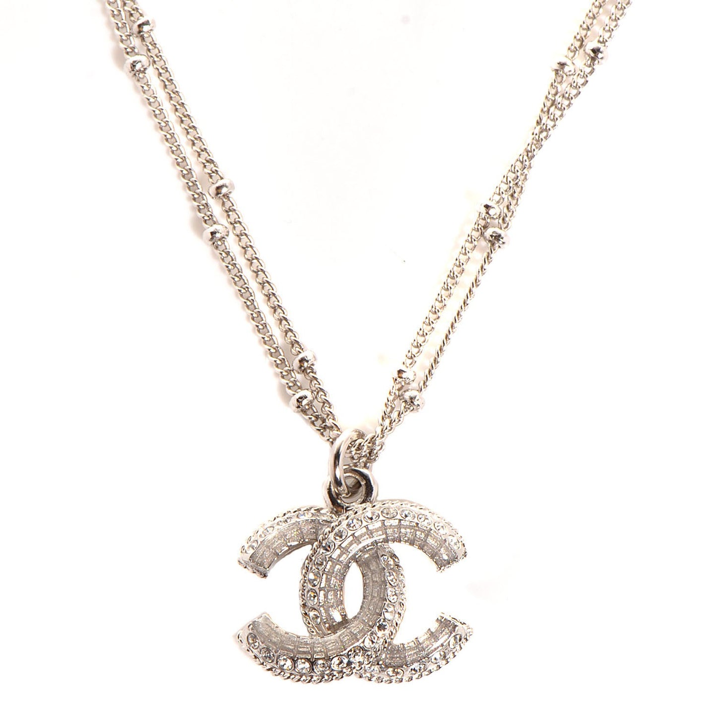Crystal CC Multi Strand Necklace Silver