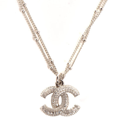 Chanel Crystal CC Multi Strand Necklace Silver 1 of 5
