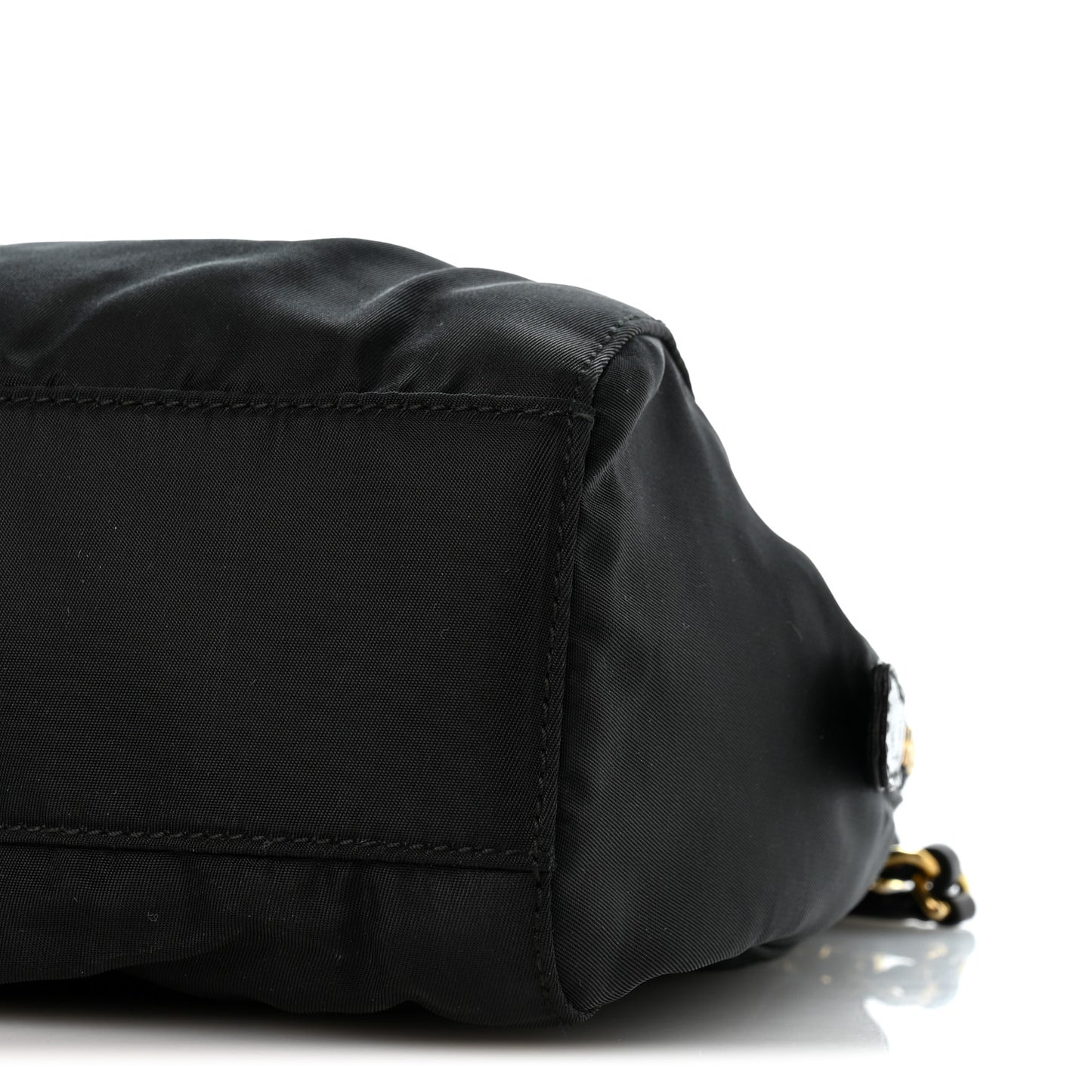 Tessuto Nylon Acciaio Chain Shoulder Bag Black