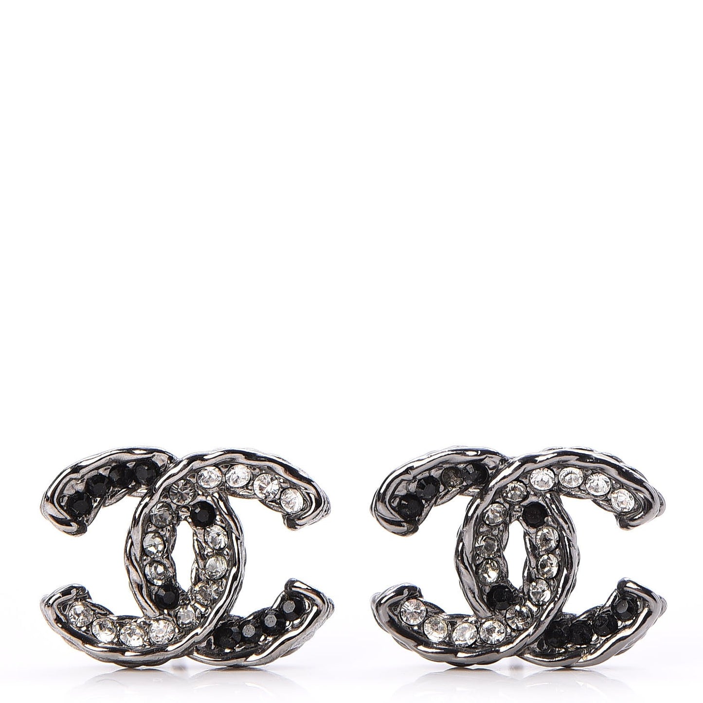 Ruthenium Crystal CC Earrings Silver Black