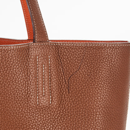 Hermes Taurillon Clemence Double Sens 36 Reversible Tote Gold Orange 10 of 17