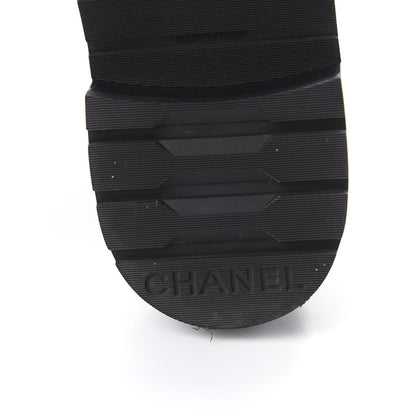 Chanel Lambskin Calfskin Quilted Lace Up Combat Boots 37.5 Black 6 of 9