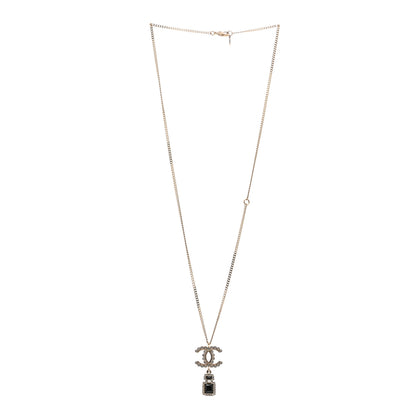 Chanel Crystal Pearl CC Perfume Bottle Necklace Black Gold 5 of 5