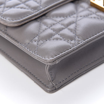 Christian Dior Lambskin Cannage Dioraddict Wallet on Chain Clutch Grey 10 of 14
