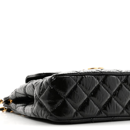 Chanel Shiny Crumpled Calfskin Quilted Small Wavy CC Hobo Black 9 of 10