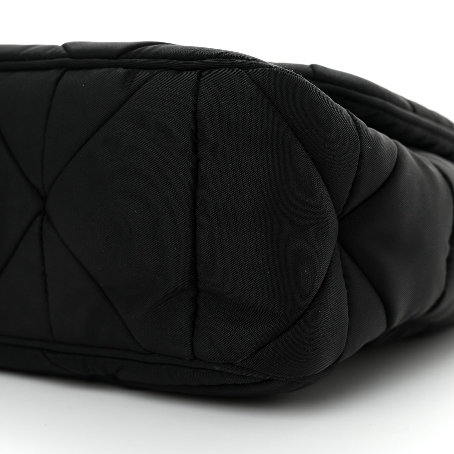 Re-Nylon Quilted Padded Flap Shoulder Bag Black
