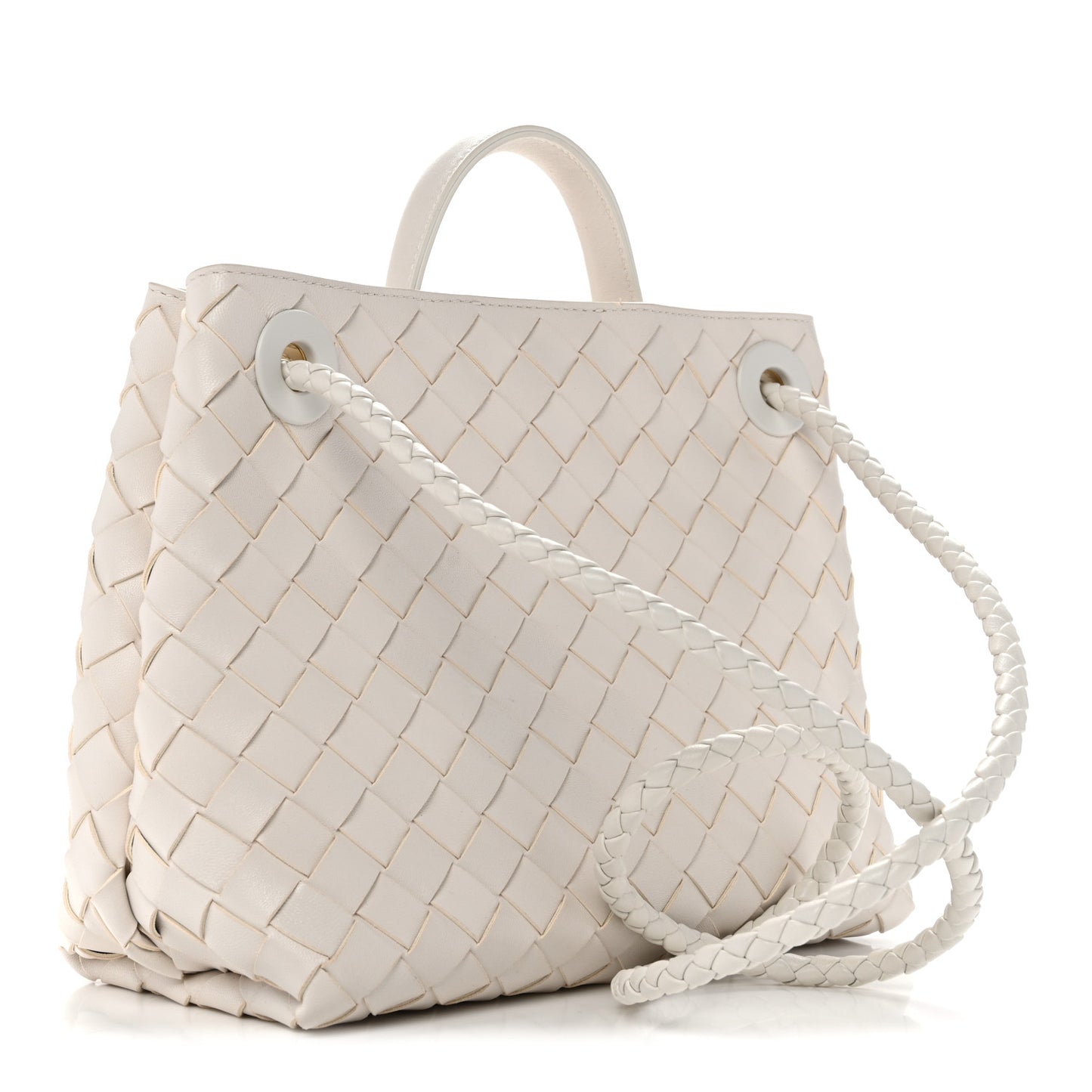 Nappa Intrecciato Small Andiamo Shoulder Bag White