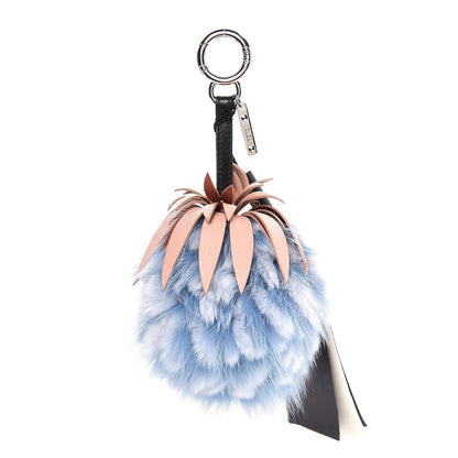 Fendi Fox Rabbit Fur Nappa Pineapple Bag Charm Nebula Baby Pink Multicolor 1 of 4
