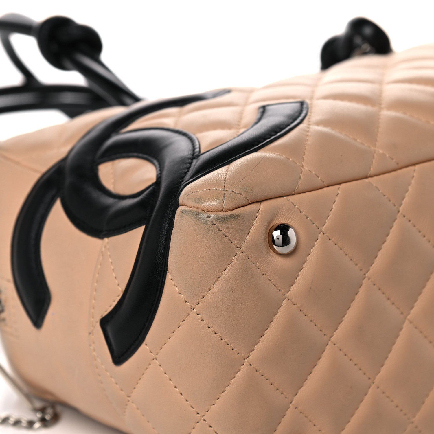 Chanel Calfskin Quilted Large Cambon Bowler Beige Black 8 of 19
