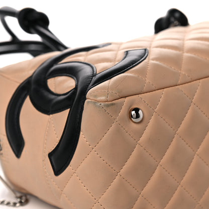 Chanel Calfskin Quilted Large Cambon Bowler Beige Black 8 of 19