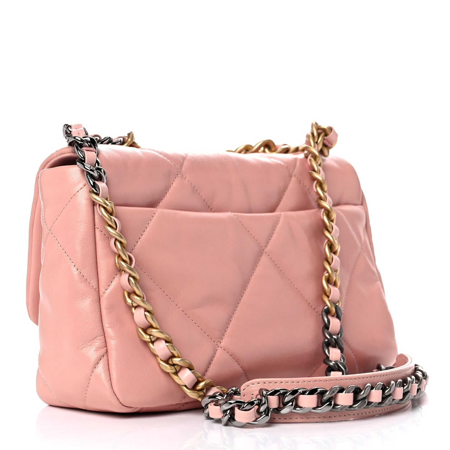 Goatskin Quilted Medium Chanel 19 Flap Light Pink