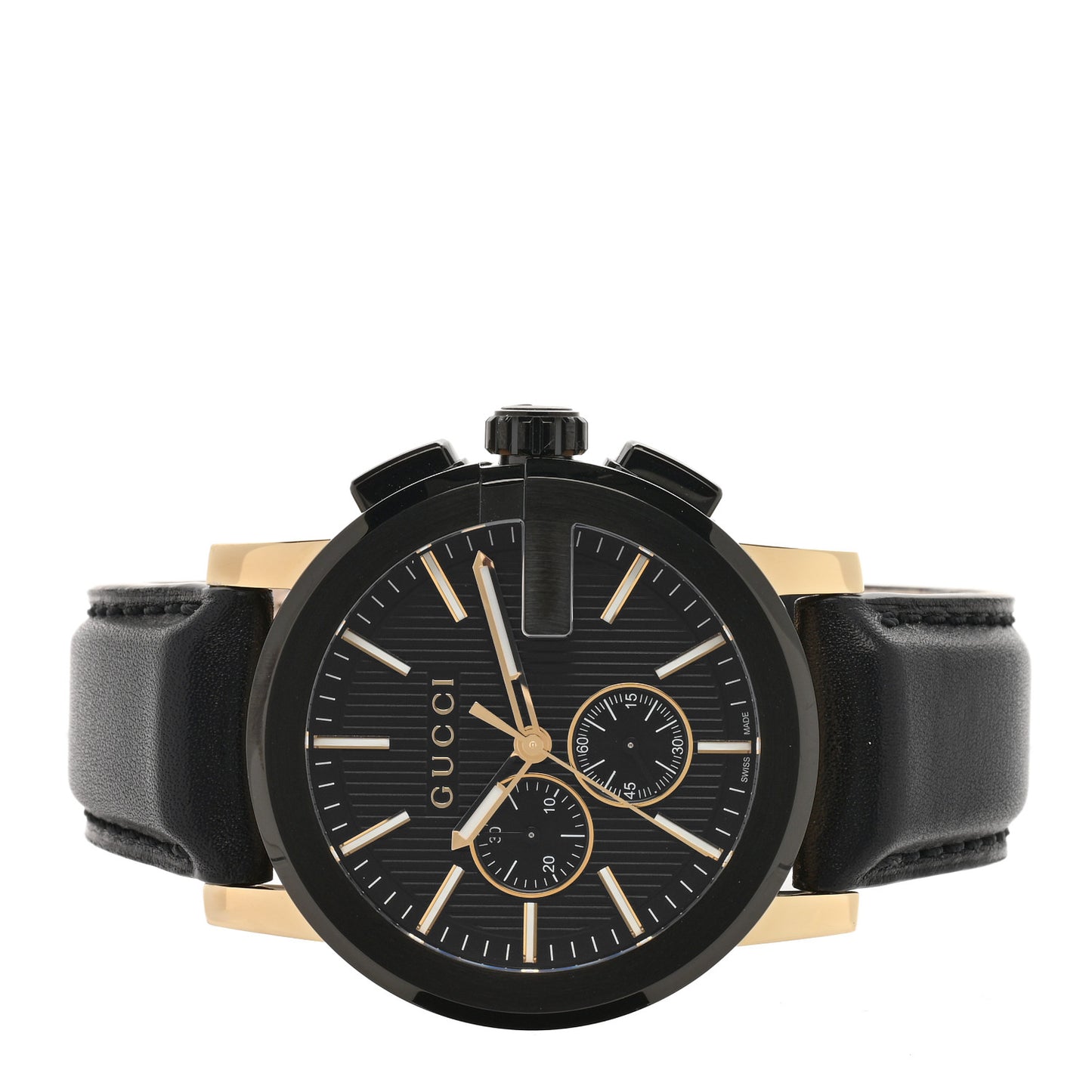 PVD Stainless Steel Calfskin 44mm G-Chrono Quartz Watch Black