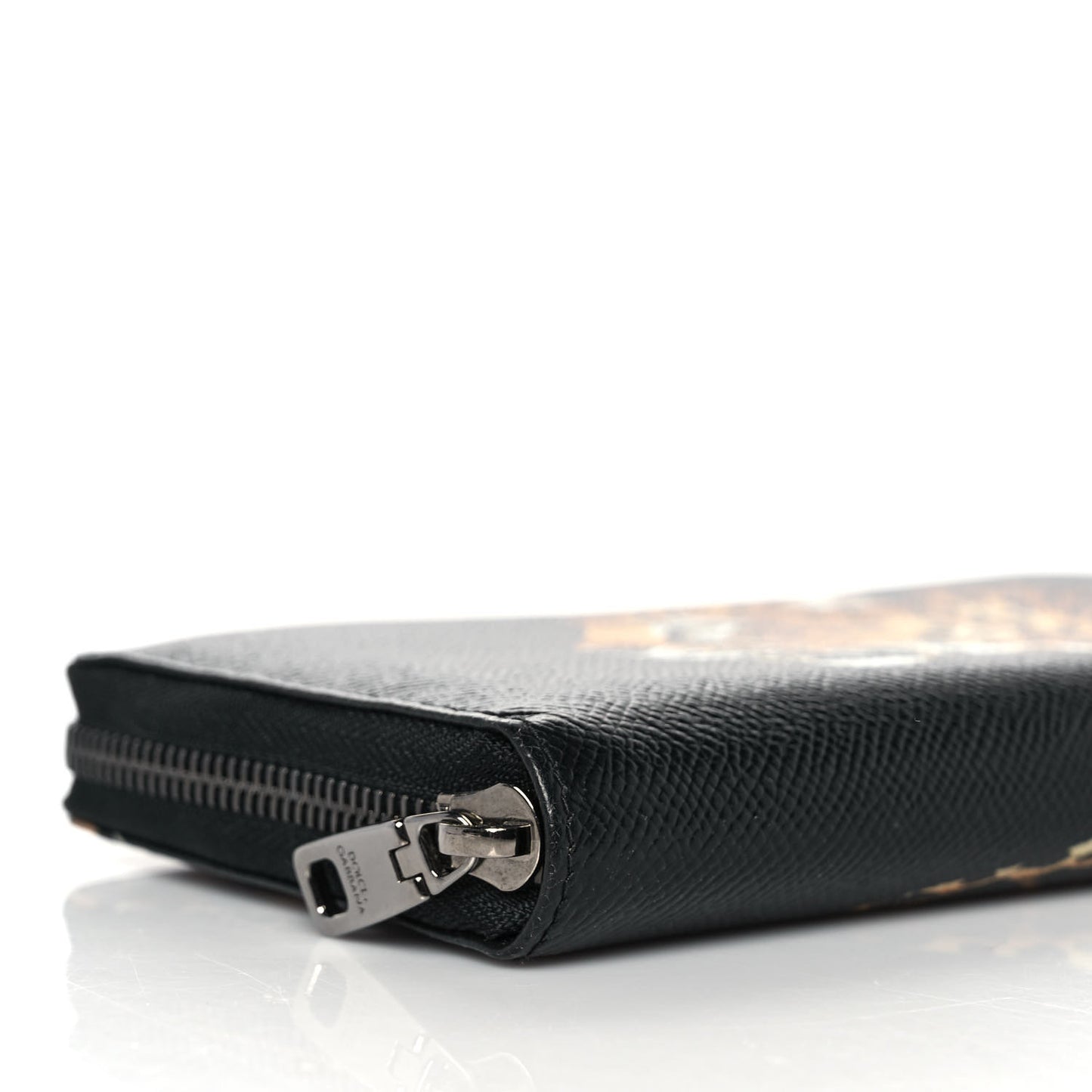 Dauphine Leopard Zip Around Wallet Black