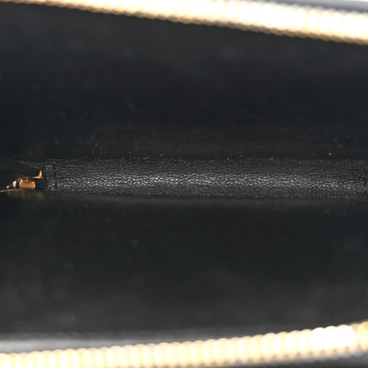 Saint Laurent Grain De Poudre Matelasse Chevron Monogram Compact Zip Around Wallet Black 5 of 9