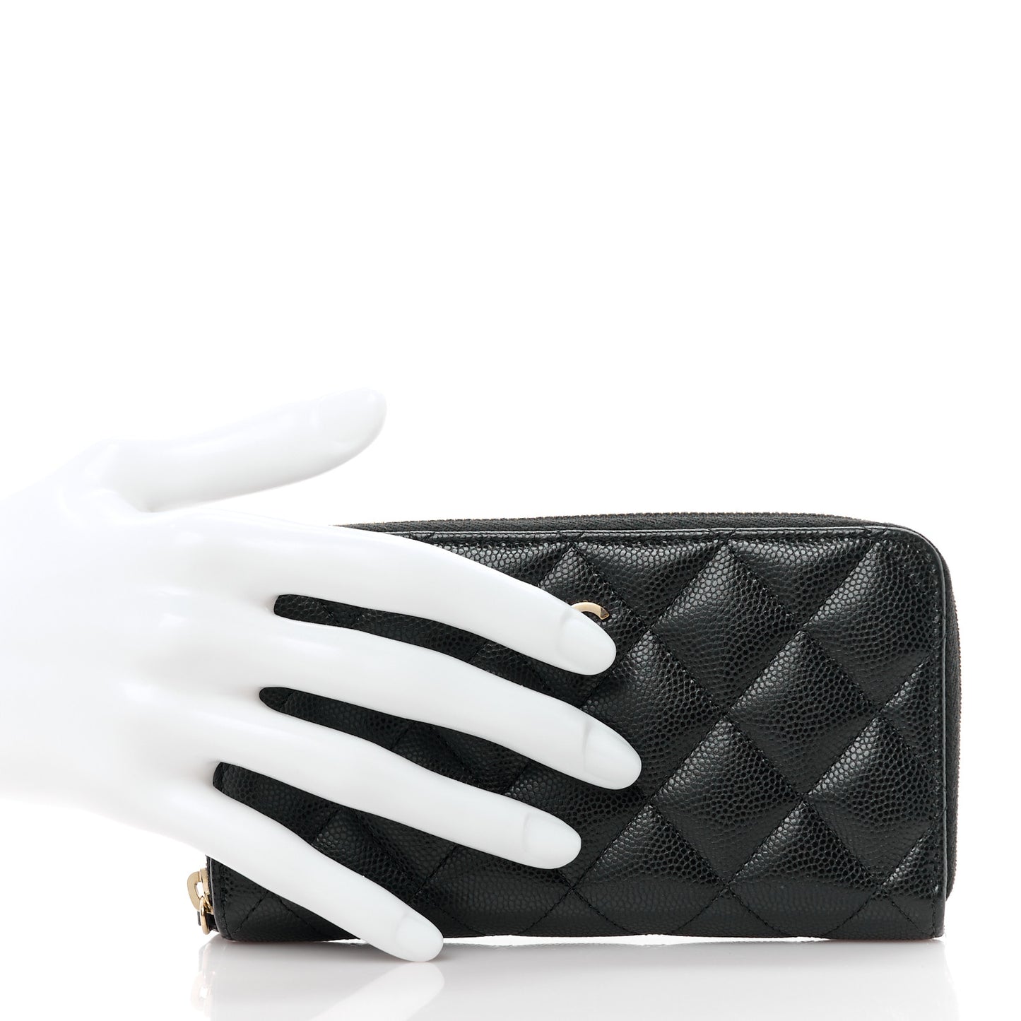 Caviar Quilted Medium Zip Around Wallet Black