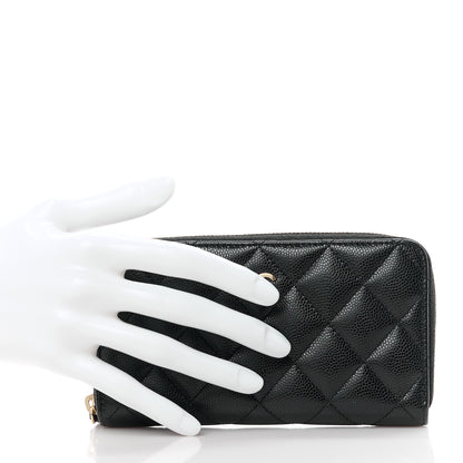 Chanel Caviar Quilted Medium Zip Around Wallet Black 2 of 12