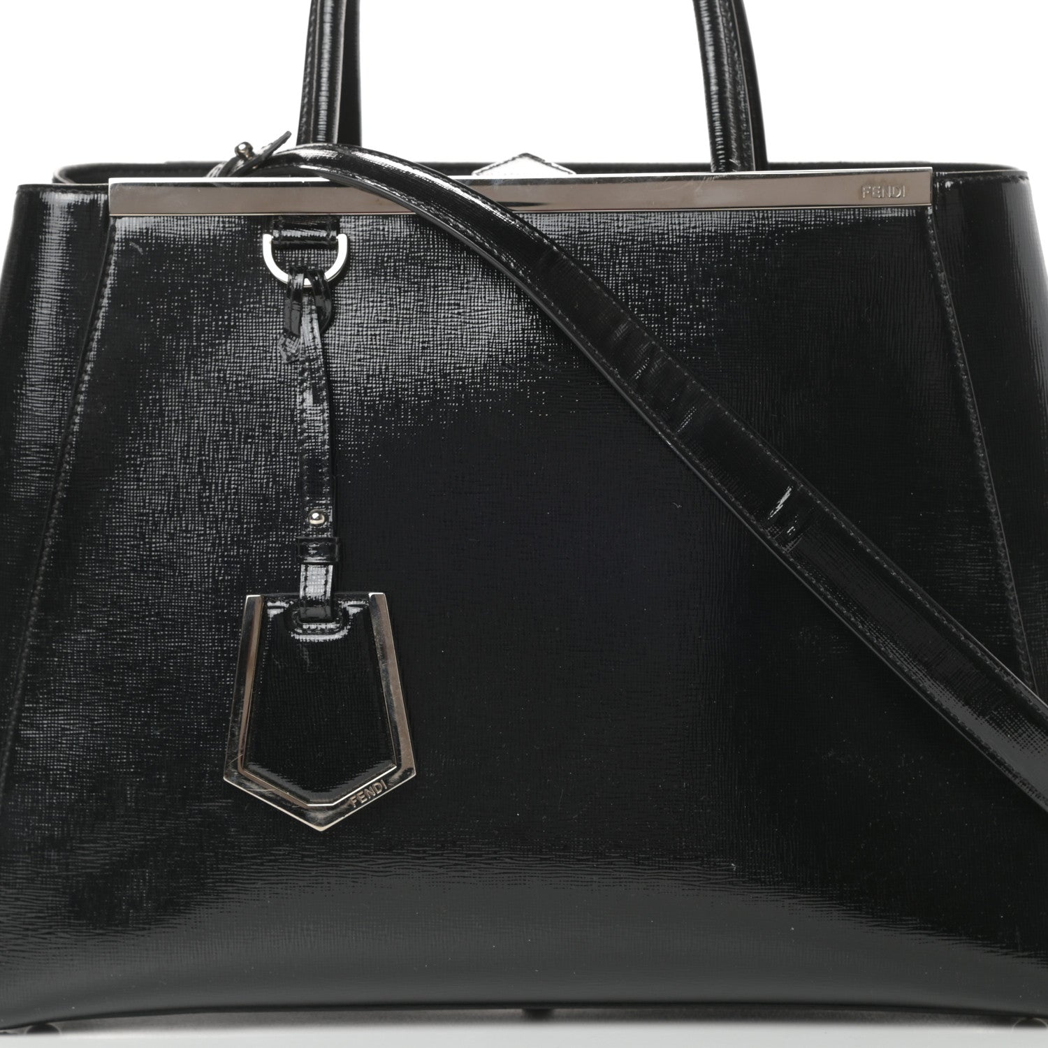 Fendi Patent Vitello Elite Regular 2Jours Tote Black 8 of 12